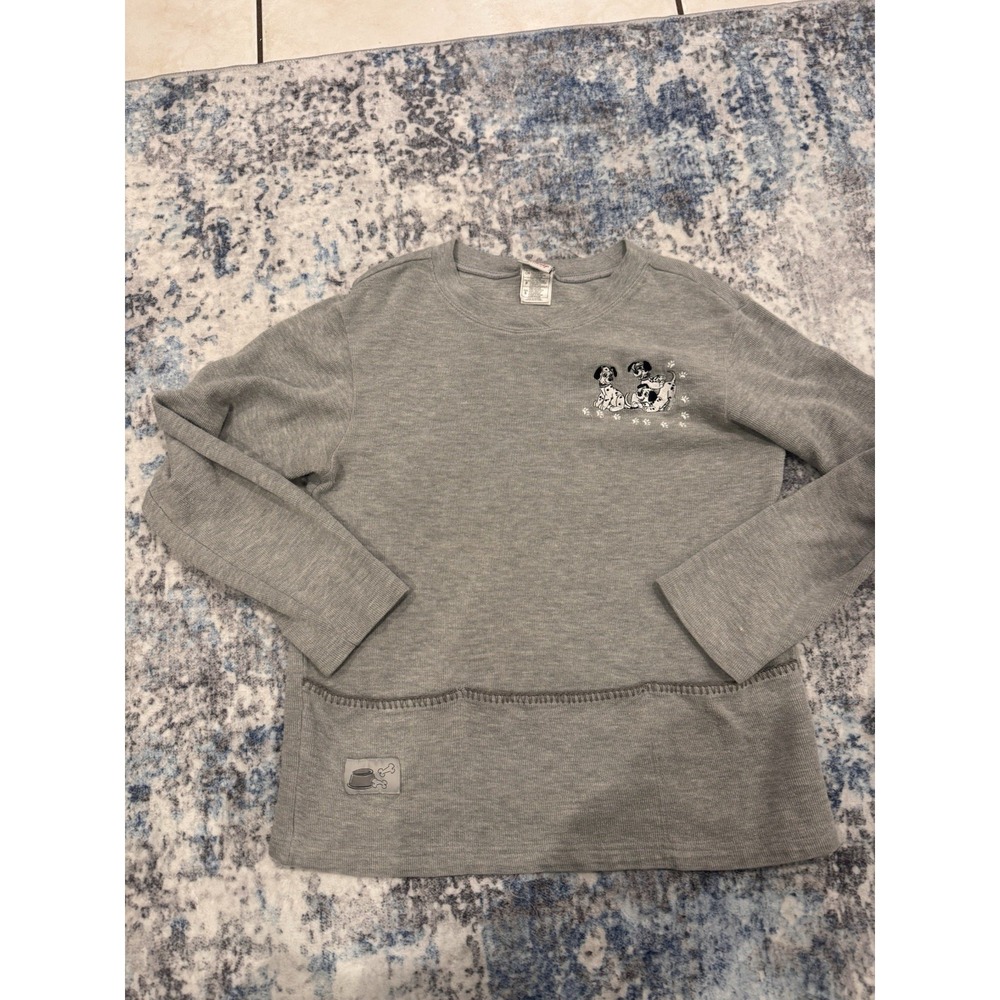 Vintage 101 Dalmatians Disney Store Women Embroidered Gray Sweater 3 Pockets S
